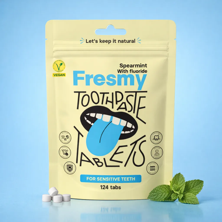 FRESMY Spearmint zobu pastas tabletes, 124 gab.