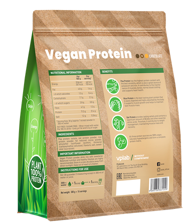 VPLAB Vegan Protein Chocolate pulveris, 500 g