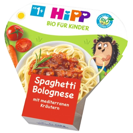 HIPP spageti bolonēze ar Vidusjūras garšaugiem no 1gada biezenis, 250 g