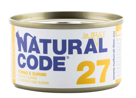 NATURAL CODE 27 Tuncis Un Surimi konservi kaķiem, 85 g