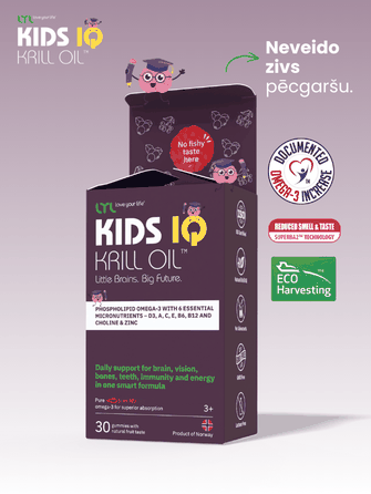 LYL  Kids IQ Krill Oil Ar Augļu Garšu košļājamās pastilas, 30 gab.