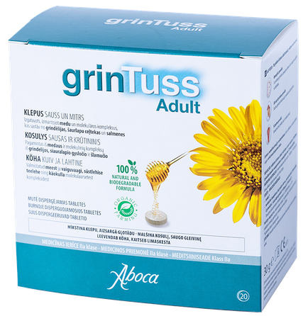 GRINTUSS Adult sūkājamās tabletes, 20 gab.