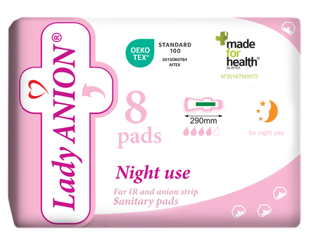 LADY ANION Night Use higiēniskās paketes, 8 gab.
