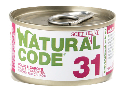 NATURAL CODE 31 Vista Un Burkāni konservi kaķiem, 85 g