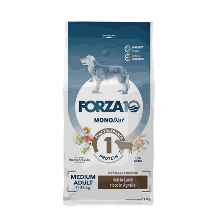 FORZA10 Monodiet Medium Adult Ar Jēru, Suņiem sausā barība, 12 kg