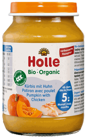 HOLLE Ķirbju un vistas biezenis, 190 g
