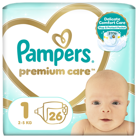 PAMPERS Premium Care 2-5 kg autiņbiksītes, 26 gab.