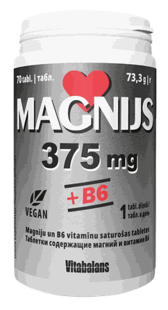 VITABALANS Magnijs 375 mg + B6 tabletes, 70 gab.