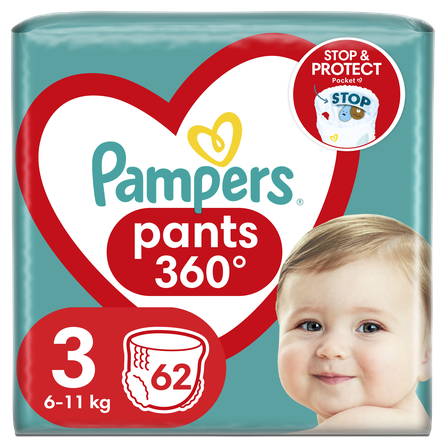 PAMPERS Pants 3, 6-11 kg autiņbiksītes, 62 gab.
