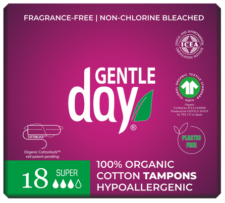 GENTLE DAY Super Organic Cotton tamponi, 18 gab.