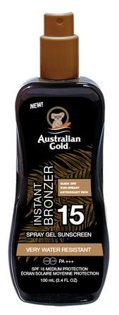 AUSTRALIAN GOLD SPF15 Spray Gel With Bronzer saules aizsargsprejs, 100 ml