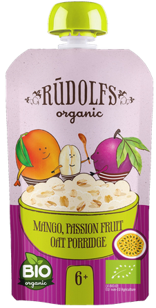 RŪDOLFS Mango, Marakuja, Auzu BIO 6+ biezputra, 110 g