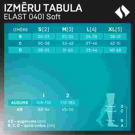 TONUS ELAST 0401 SOFT, 1 kk., 1. aug., 4. izm., visone kompresijas pusgarās zeķes, 1 pāris