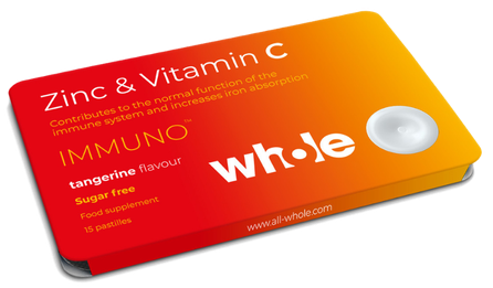 WHOLE Zinc & Vitamin C pastilas, 15 gab.