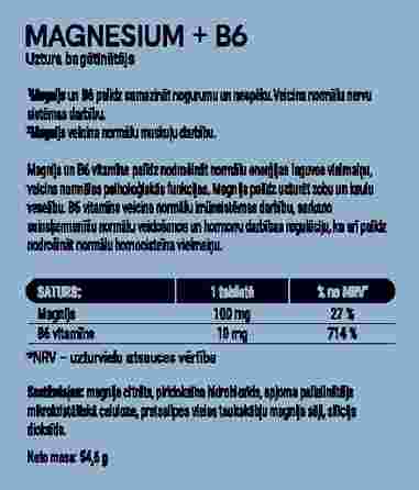 ELITE Magnesium + B6 tabletes, 60 gab.