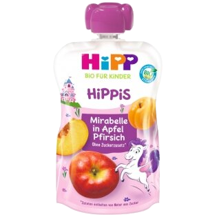 HIPP ābolu, plūmju, persiku, no 1gada biezenis, 100 g