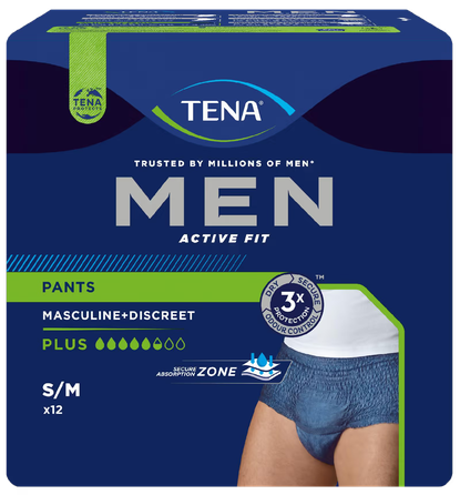 TENA Men Pants Plus S/M (zilas) biksītes, 12 gab.