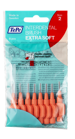 TEPE Extra Soft  Size 2 0.5 mm zobstarpu birstīte, 8 gab.