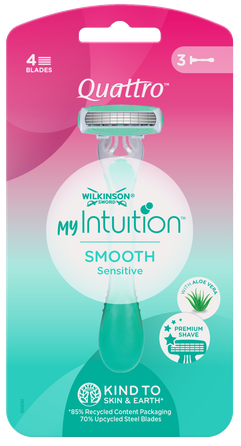 WILKINSON SWORD Quattro For Women Sensitive Comfort vienreizlietojamie skuvekļi, 3 gab.