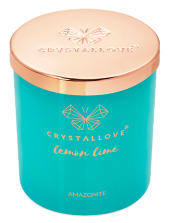 CRYSTALLOVE Amazonite Soy Candle & Lemon Lime aromātiskā svece, 400 g