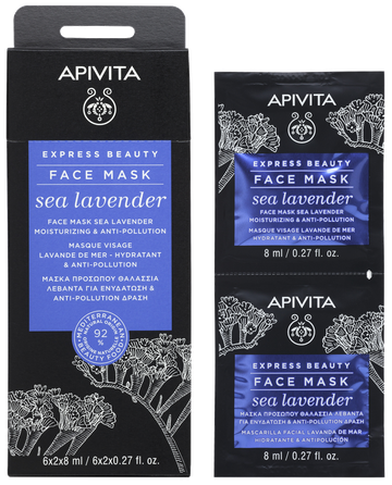 APIVITA Express Beauty Moisturizing & Anti-pollution With Sea Lavender (8 ml) sejas maska, 2 gab.
