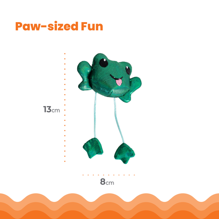 CATSTAGES Toss N Dangle Frog, Zaļa rotaļlieta, 1 gab.