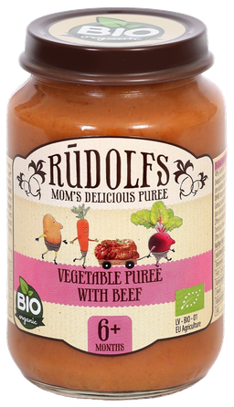 RŪDOLFS Dārzeņi Ar Jaunlopa Gaļu BIO 6+ biezenis, 190 g