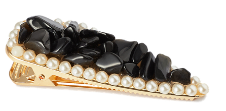 CRYSTALLOVE Black Obsidian matu sprādze, 1 gab.