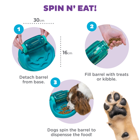 OUTWARD HOUND Puzle Dog Spin N' Eat, Zaļa rotaļlieta, 1