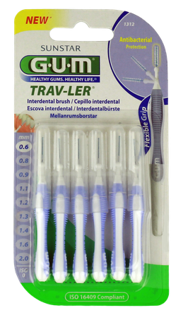 GUM Trav-Ler 0,6 mm zobstarpu birstīte, 6 gab.