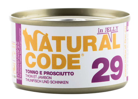 NATURAL CODE 29 Tuncis Un Šķiņķis konservi kaķiem, 85 g