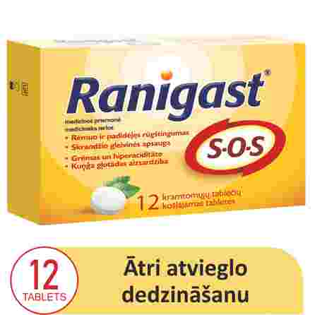 RANIGAST   SOS košļājamās tabletes, 12 gab.