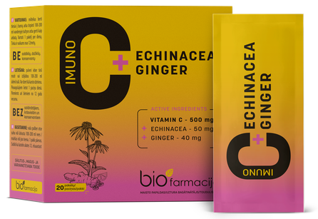 BIOFARMACIJA Imuno C+Echinacea+Ginger pulveris, 20 gab.