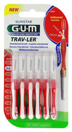 GUM Trav-Ler 0,8 mm zobstarpu birstīte, 6 gab.
