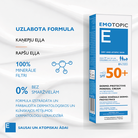 PHARMACERIS E Emotopic SPF 50+ krēms, 75 ml