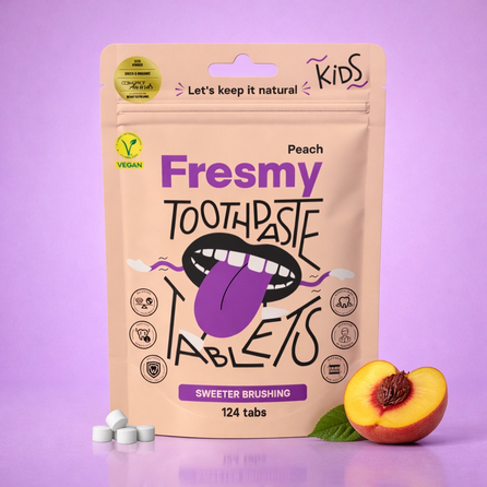 FRESMY Peach For Kids zobu pastas tabletes, 124 gab.