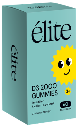 ELITE  D3 2000 SV Gummies košļājamās pastilas, 60 gab.