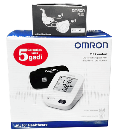 OMRON M3 Comfort + adapteris augšdelma tonometrs, 1 gab.
