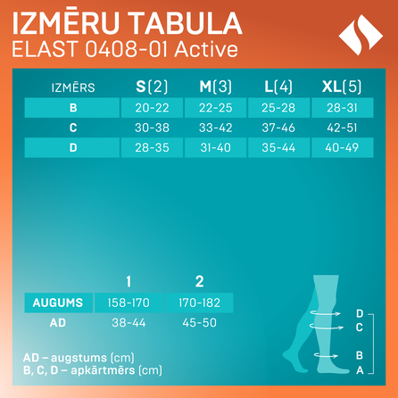 TONUS ELAST Latviska dizaina LIMITED EDITION, 0408-01 Active, bordo/melns, 2.aug., 4.izm. kompresijas getras, 1 gab.