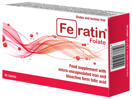 FERATIN Folate tabletes, 30 gab.