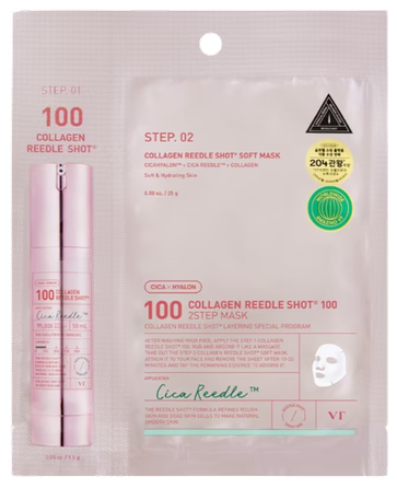 VT COSMETICS Collagen Reedle Shot 100 2-Step sejas maska, 1 gab.