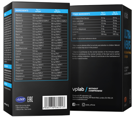 VPLAB Ultra Men's Sport Multivitamin mīkstās kapsulas, 90 gab.