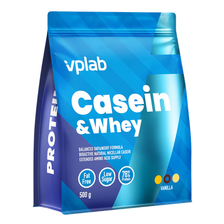 VPLAB Casein & Whey Vanilla Flavour pulveris, 500 g