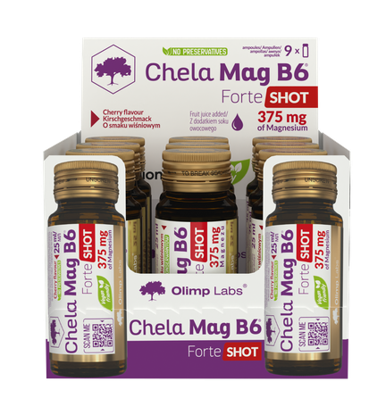OLIMP LABS Chela - Mag B6 Forte Shot (25 ml) Cherry ampulas, 9 gab.