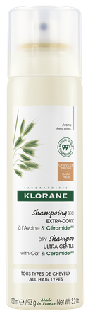 KLORANE Oat&Ceramide (brūniem, tumšiem matiem) sausais šampūns, 150 ml