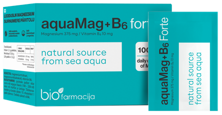 BIOFARMACIJA aquaMag+B6 Forte pulveris, 28 gab.