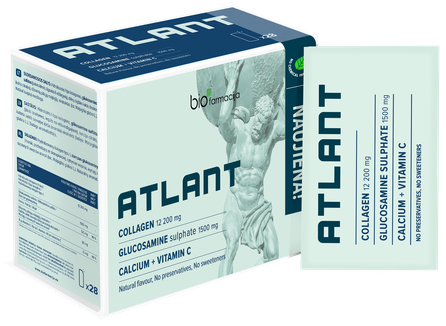 BIOFARMACIJA Atlant Glikozamīns, Kalcijs + C Vitamīns kolagēns, 28 gab.