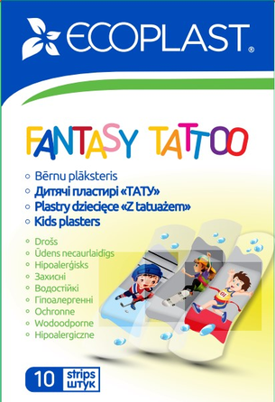 ECOPLAST Fantasy Tattoo plāksteris, 10 gab.