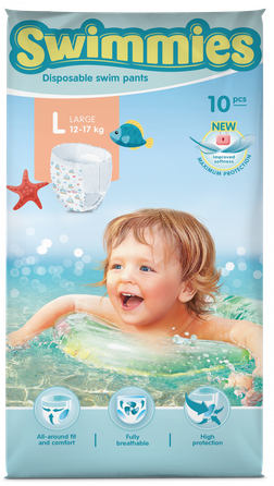 MOLTEX Swimmies L (12-17 kg) peldēšanas autiņbiksītes, 10 gab.