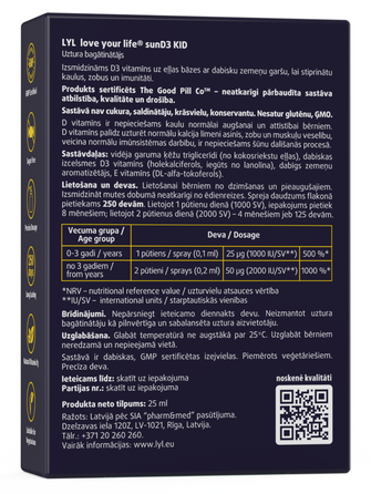 LYL SunD3 Kid 1000IU aerosols, 25 ml